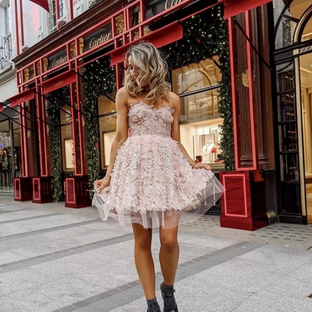 Giambattista Valli X H&M HM Short Tulle Lace Dress Pink UK14 / US10 / EUR 40 New